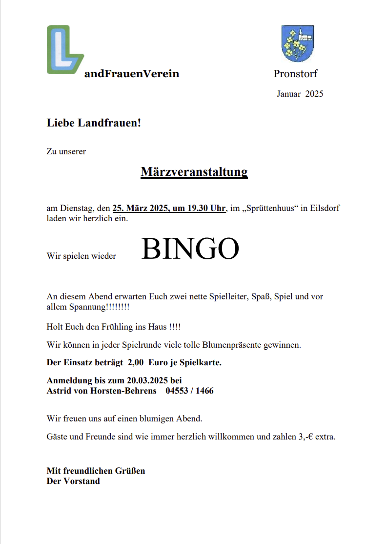 Einladung BINGO